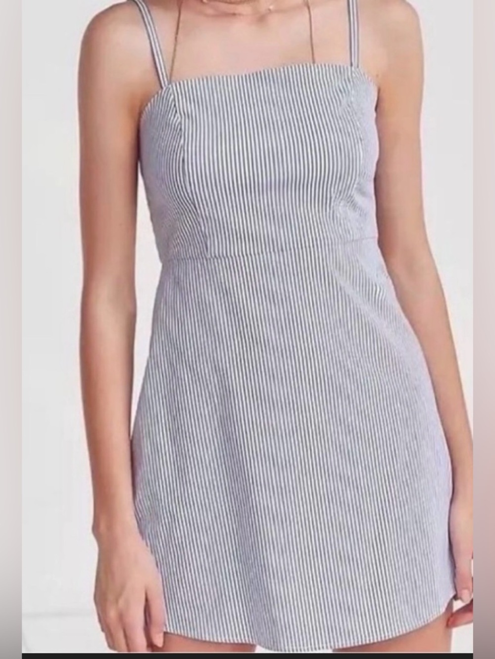 Brandy Melville Striped Blue and White Square-Neck Sundress